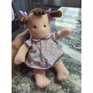 Carter's Plush Baby Doll Lovey Rattle Polka Dot Dress Pigtails